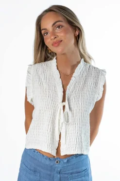 Blusa Abierta Nido Abeja Blanco