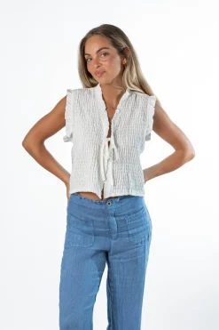 Blusa Abierta Nido Abeja Blanco