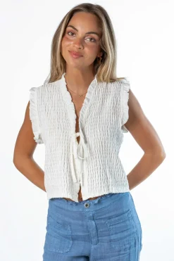 Blusa Abierta Nido Abeja Blanco