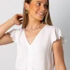 Blusa Acordeón Corta Blanco
