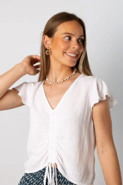 Blusa Acordeón Corta Blanco