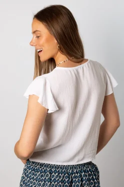 Blusa Acordeón Corta Blanco