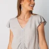 Blusa Acordeón Corta Gris