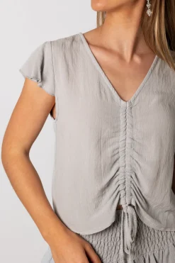 Blusa Acordeón Corta Gris