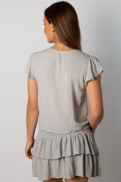 Blusa Acordeón Corta Gris