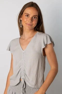Blusa Acordeón Corta Gris
