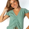 Blusa Acordeón Corta Verde
