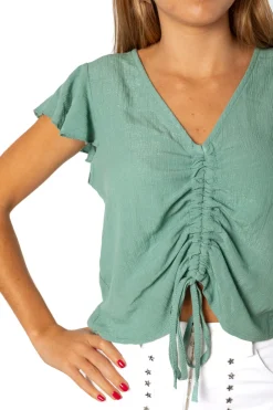 Blusa Acordeón Corta Verde