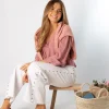 Blusa Acordeón Lazada Detalle Rosa