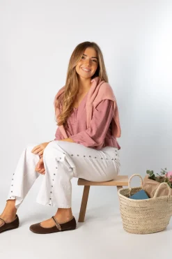 Blusa Acordeón Lazada Detalle Rosa