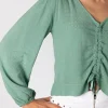 Blusa Acordeón Lazada Detalle Verde