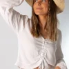 Blusa Acordeón Lazada Detalle Blanco