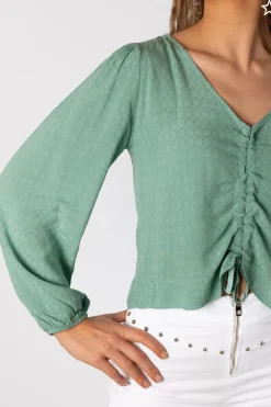 Blusa Acordeón Lazada Detalle Verde