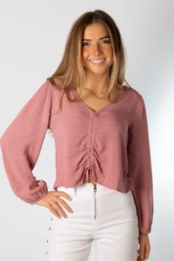 Blusa Acordeón Lazada Detalle Rosa