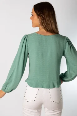 Blusa Acordeón Lazada Detalle Verde