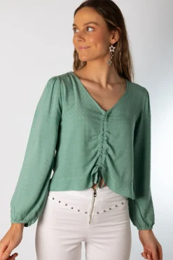 Blusa Acordeón Lazada Detalle Verde
