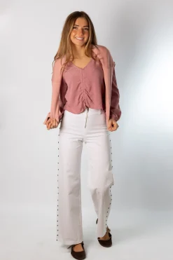 Blusa Acordeón Lazada Detalle Rosa