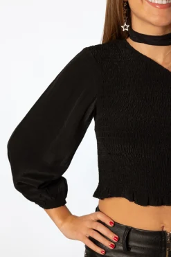 Blusa Asimétrica Cinta Negro