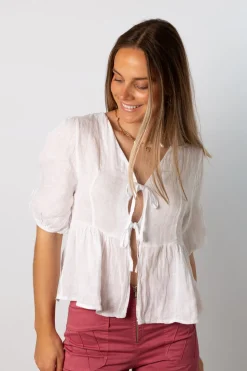 Blusa Babe 100% Lino Blanco