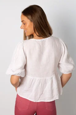 Blusa Babe 100% Lino Blanco