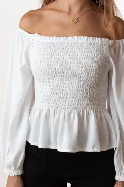 Blusa Bardot Nido de Abeja Blanco