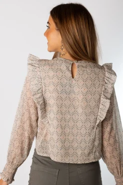 Blusa Delight Volantes Gris