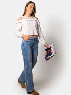 Blusa Gold Bambula Aberturas Blanco
