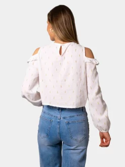 Blusa Gold Bambula Aberturas Blanco