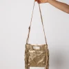 Bolso Flecos Piel Dorado