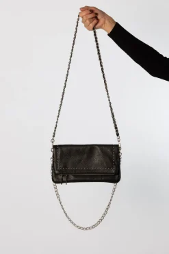Bolso Rock Tachuelas Doble Cadena Negro
