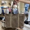 Bolso Shopper Tachuelas Ante Marrón