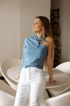 Camiseta Asimétrica Anillas Azul