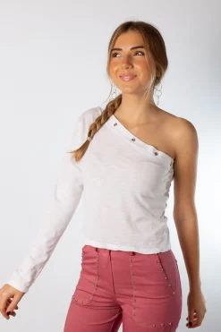 Camiseta Asimétrica Anillas Blanco