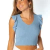 Camiseta Punto Volantes Azul