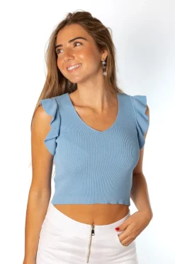 Camiseta Punto Volantes Azul