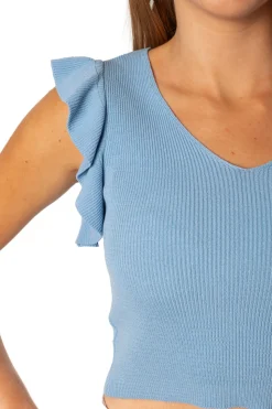 Camiseta Punto Volantes Azul