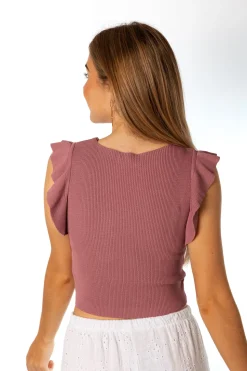 Camiseta Punto Volantes Rosa