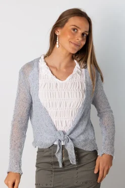 Cardigan Textura Lazo Azul
