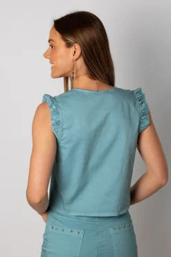 Chaleco Denim Stars Tachuelas Azul