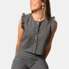 Chaleco Denim Tachuelas Gris