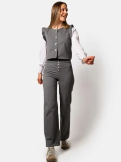 Chaleco Denim Tachuelas Gris