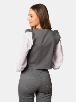 Chaleco Denim Tachuelas Gris