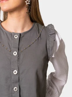 Chaleco Denim Tachuelas Gris