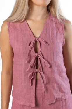 Chaleco Lazos Diplo 100% Lino Blush