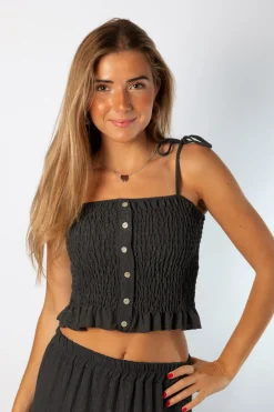 CropTop Botones Gris