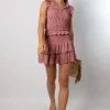 Falda Bambula Doble Volante Rosa