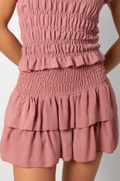 Falda Bambula Doble Volante Rosa