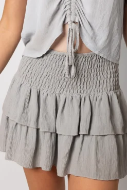 Falda Bambula Doble Volante Gris