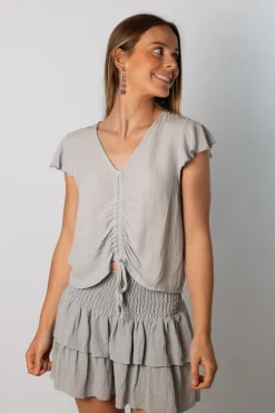 Falda Bambula Doble Volante Gris