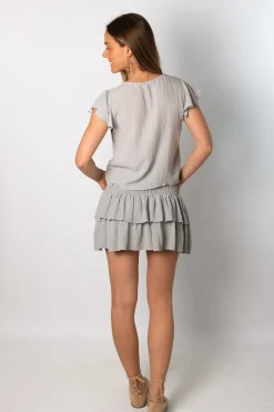 Falda Bambula Doble Volante Gris